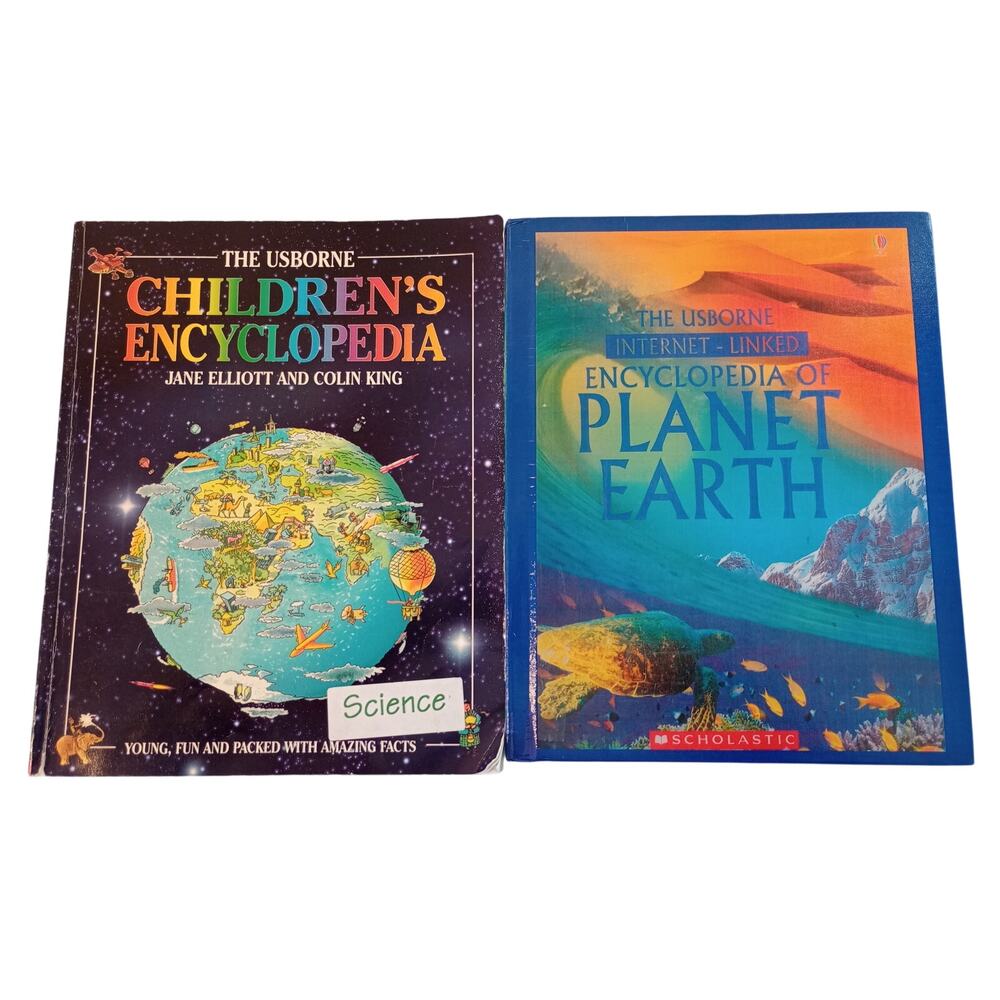 Usborne Childrens Encyclopedia and Planet Earth Science Book Lot Homeschool